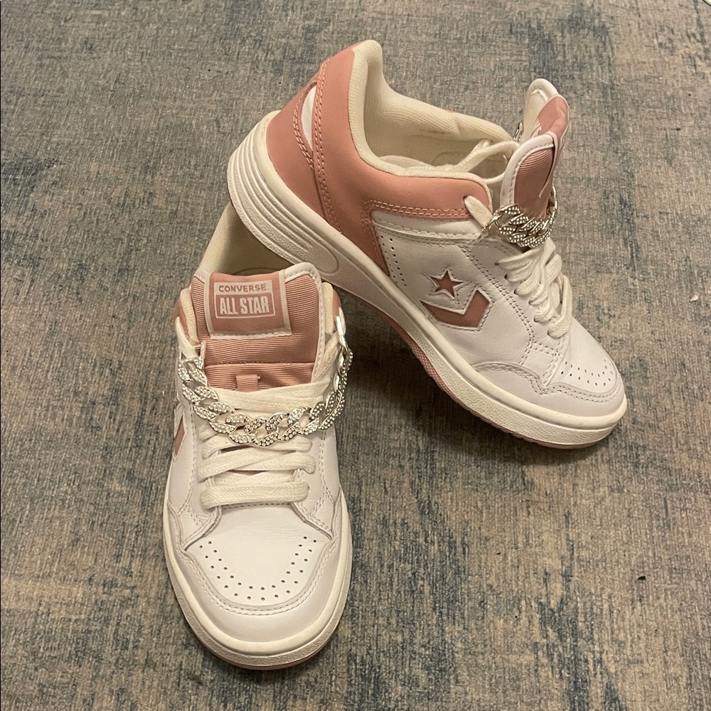 Converse All Star White and Pink Sneakers
